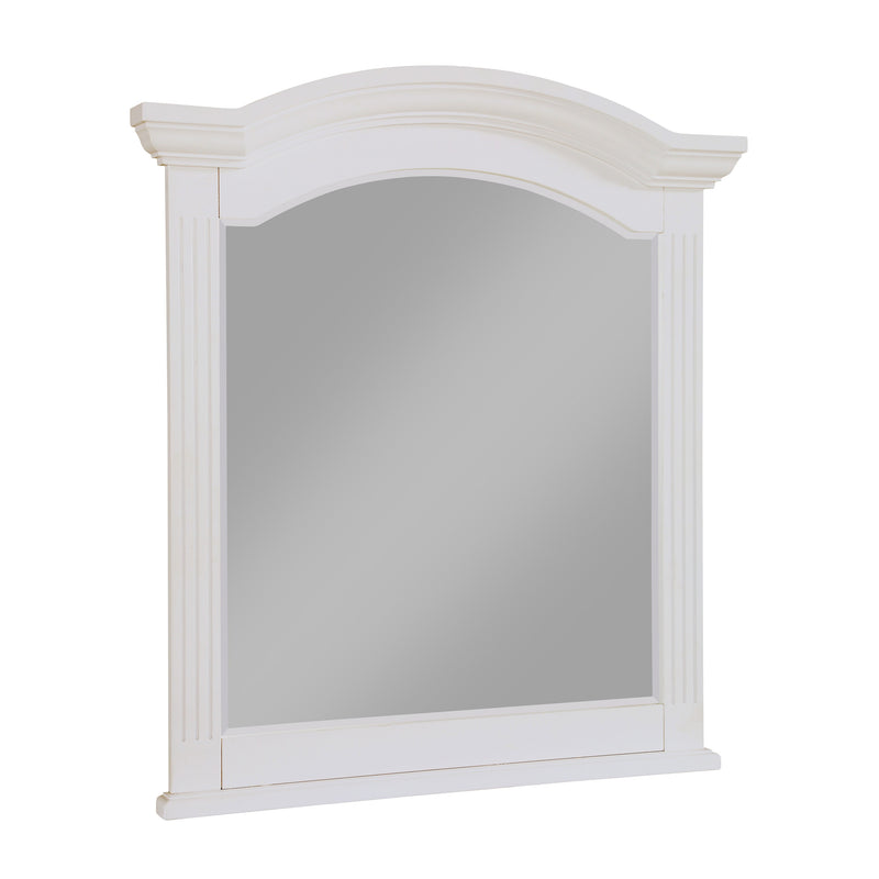 Transitional Wooden Frame Mirror With Routed Pilaster And Curved Top White-zoom-
