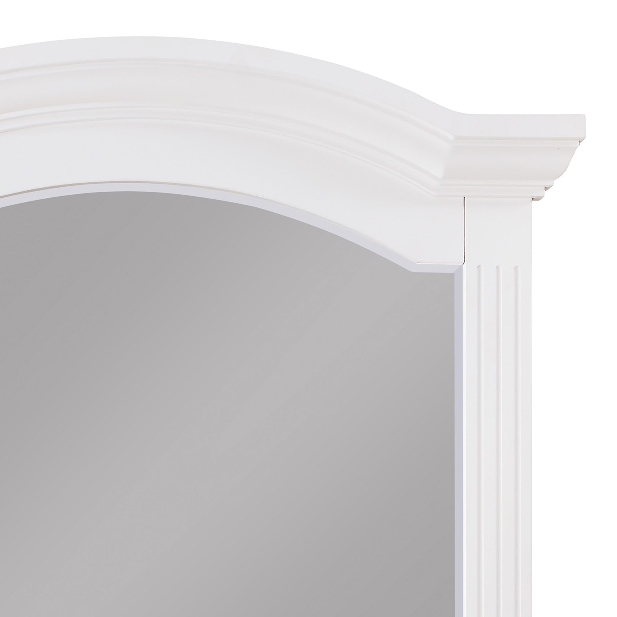 Transitional Wooden Frame Mirror With Routed Pilaster And Curved Top White-zoom-4