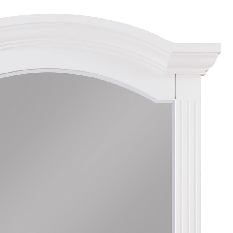 Transitional Wooden Frame Mirror With Routed Pilaster And Curved Top White-zoom-