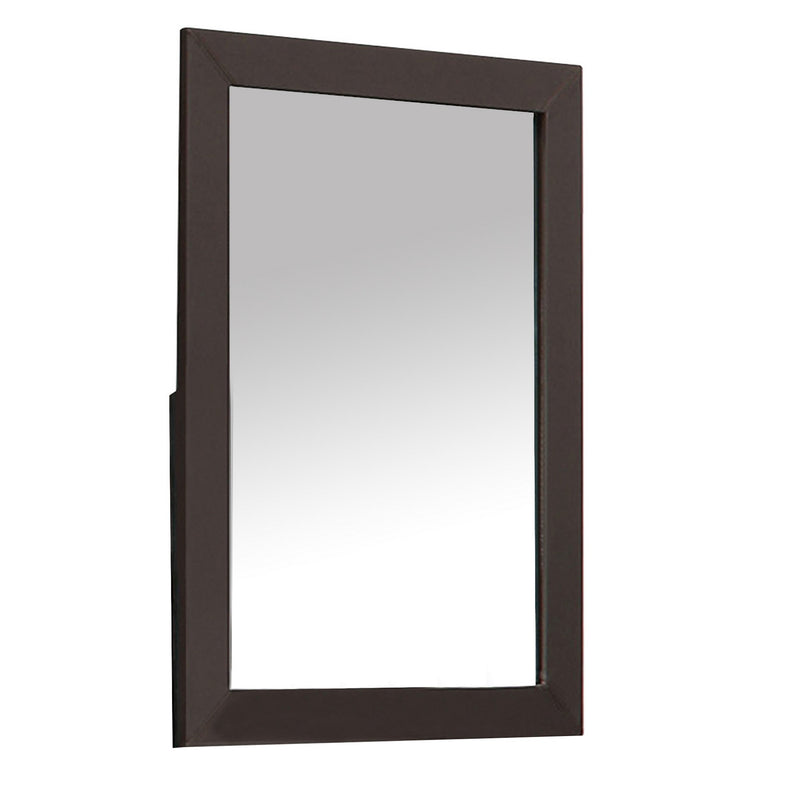 Contemporary Style Faux Leather Upholstered Wooden Framed Mirror Brown-zoom-