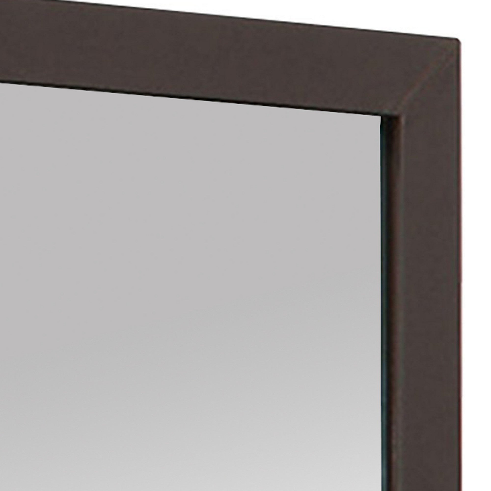 Contemporary Style Faux Leather Upholstered Wooden Framed Mirror Brown-zoom-3