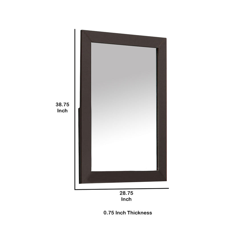 Contemporary Style Faux Leather Upholstered Wooden Framed Mirror Brown-zoom-