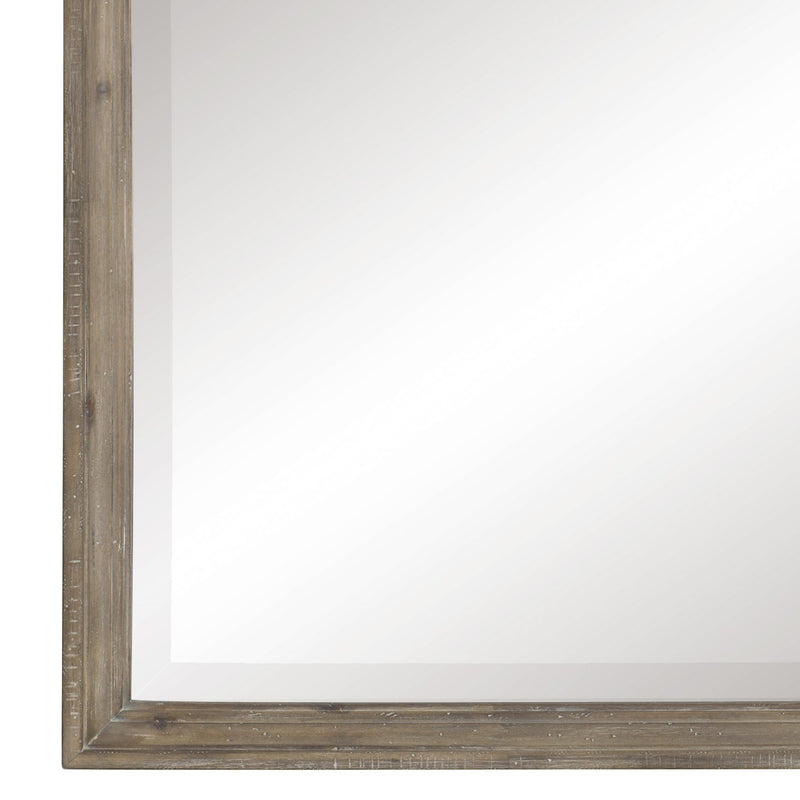 Molded Wooden Frame Mirror With Mounting Hardware Taupe Brown And Silver-zoom-
