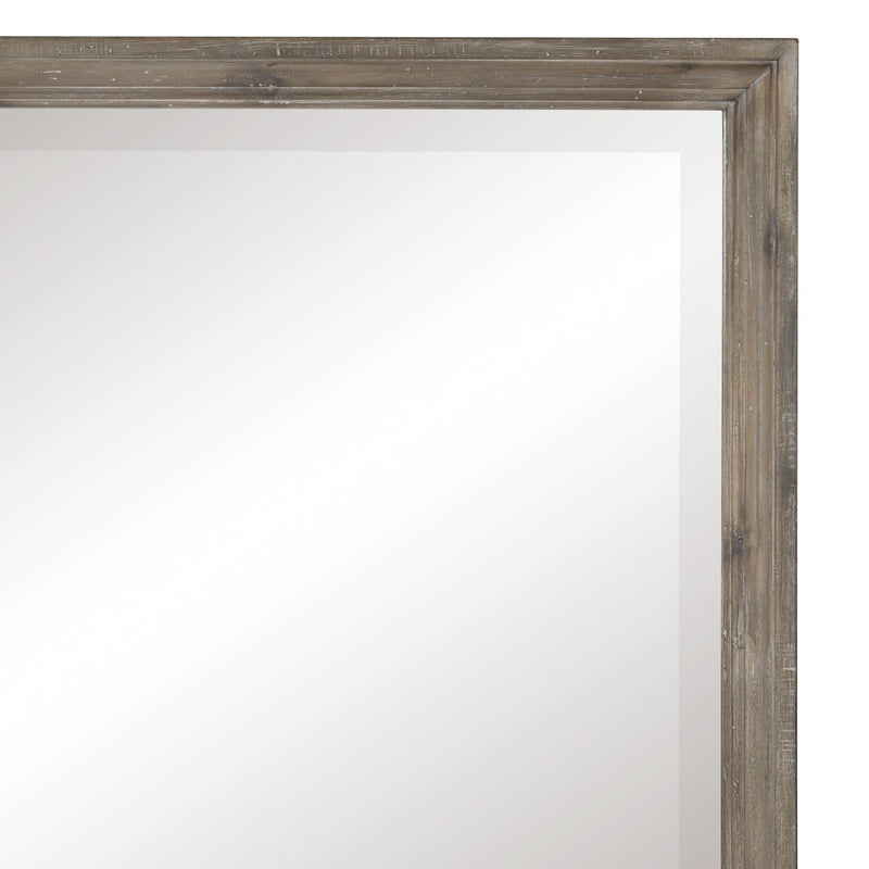 Molded Wooden Frame Mirror With Mounting Hardware Taupe Brown And Silver-zoom-