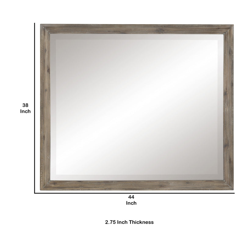 Molded Wooden Frame Mirror With Mounting Hardware Taupe Brown And Silver-zoom-