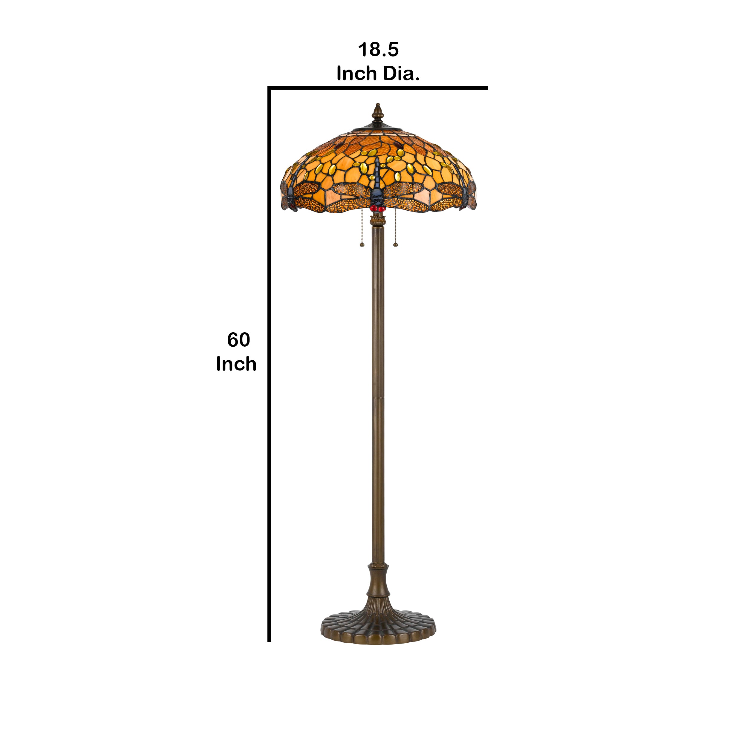 2 Bulb Tiffany Floor Lamp With Dragonfly Design Shade Multicolor-zoom-5
