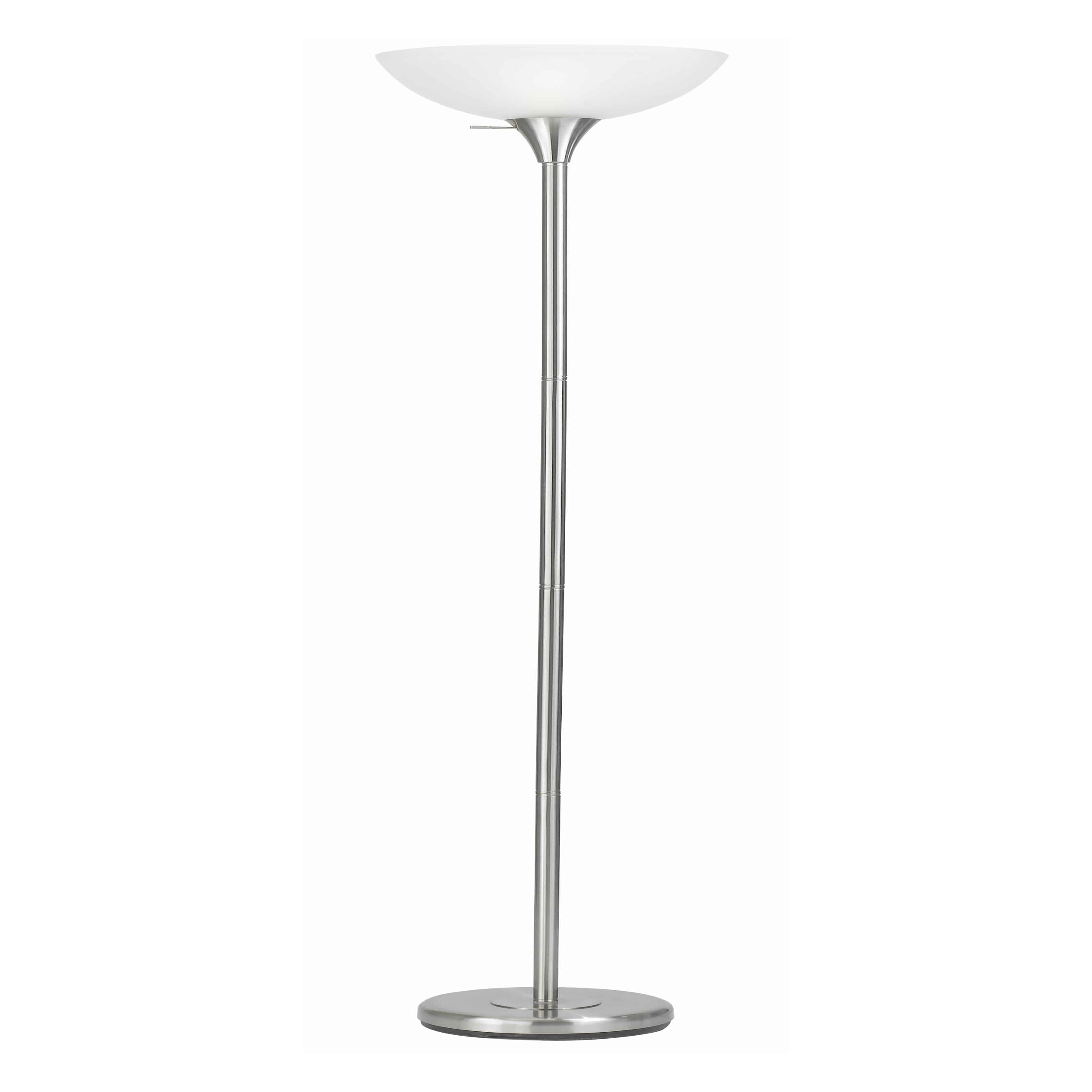 3 Way Torchiere Floor Lamp With Frosted Glass Shade And Stable Base White
