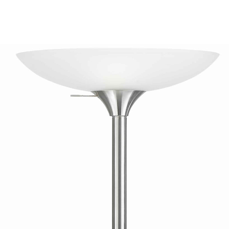 3 Way Torchiere Floor Lamp With Frosted Glass Shade And Stable Base White-zoom-