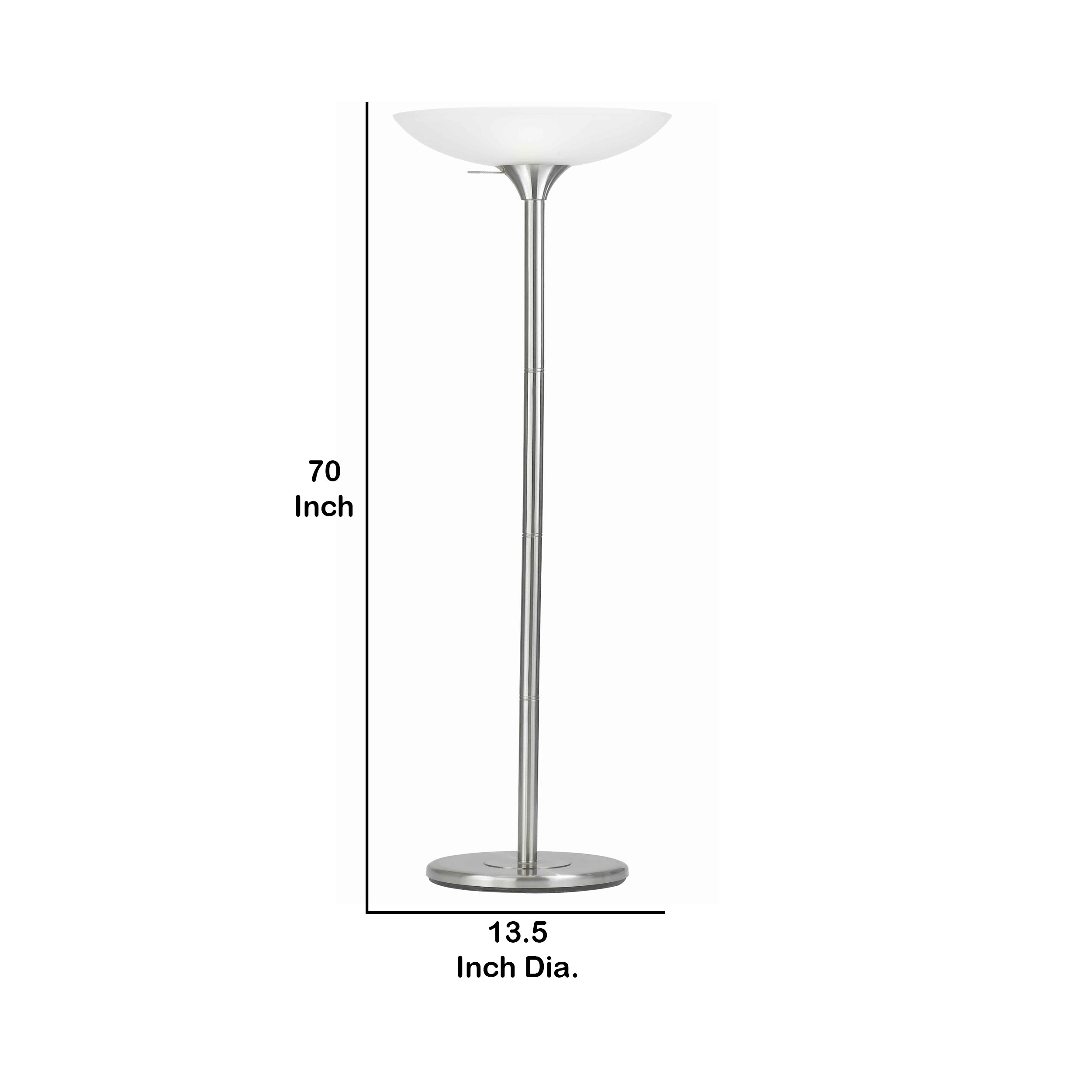 3 Way Torchiere Floor Lamp With Frosted Glass Shade And Stable Base White-zoom-5