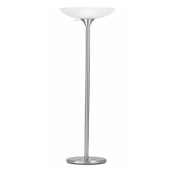 3 Way Torchiere Floor Lamp With Frosted Glass Shade And Stable Base White