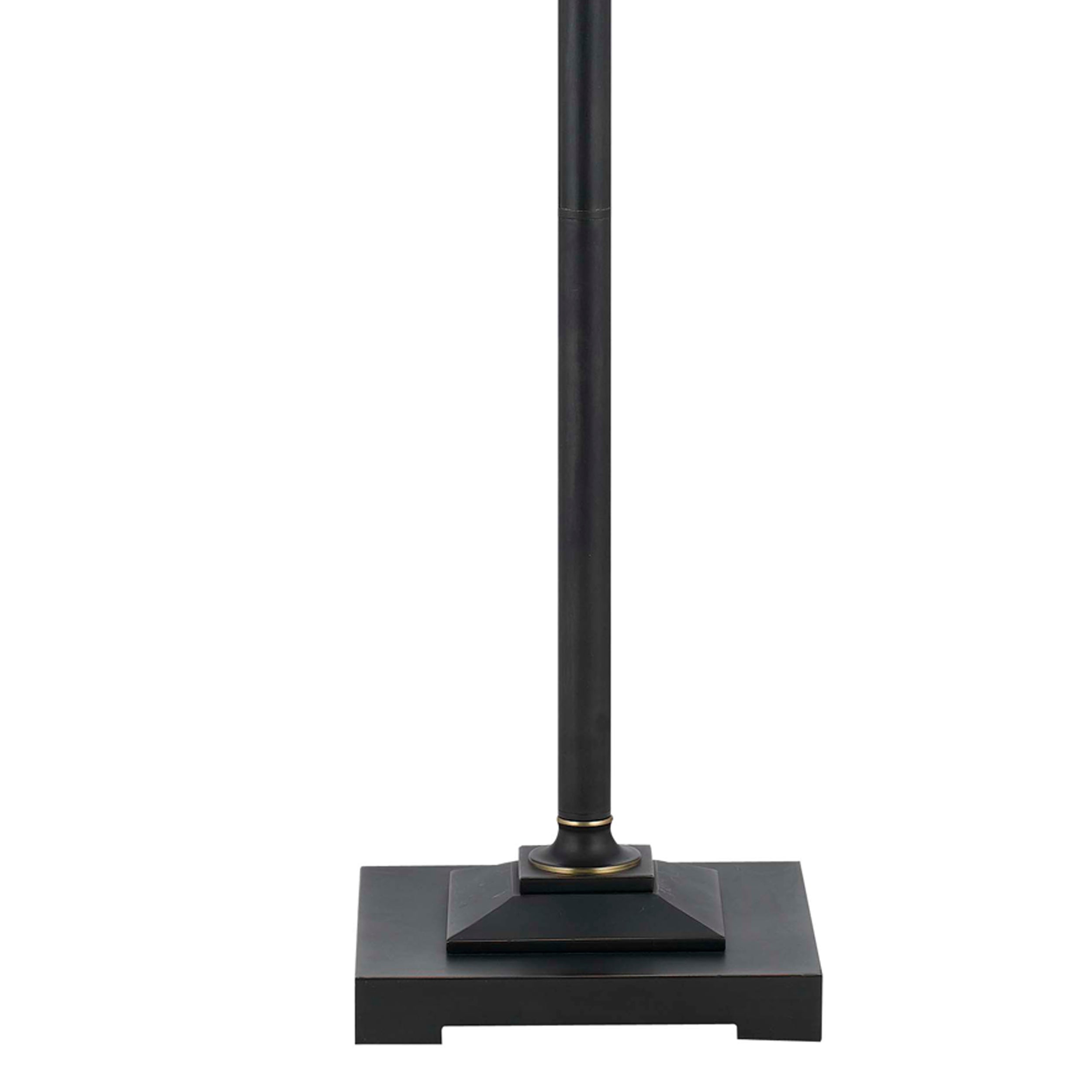 Metal Body Floor Lamp With Fabric Tapered Bell Shade Beige And Black
