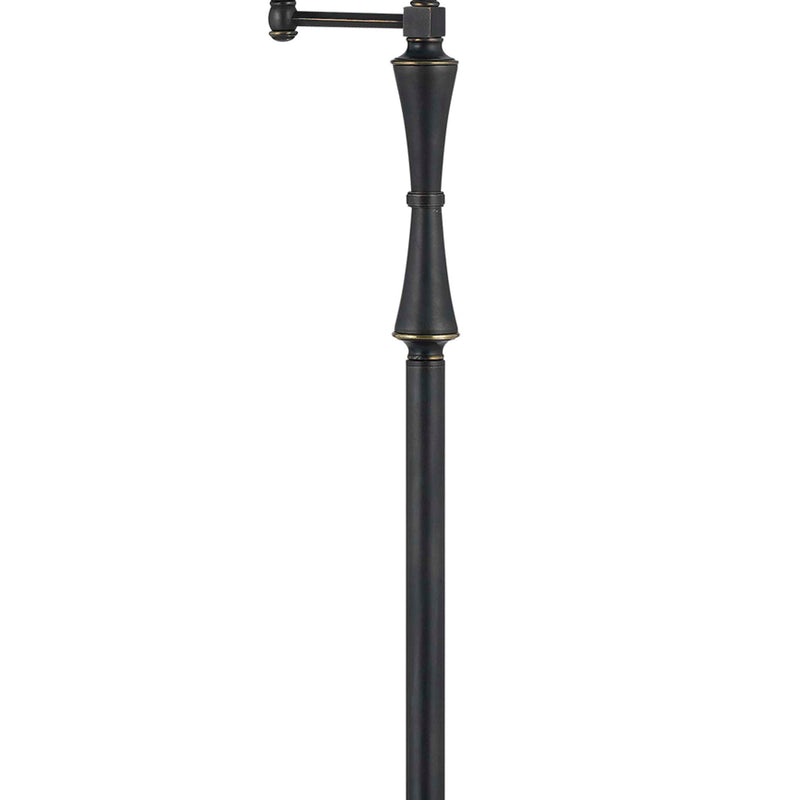 Metal Body Floor Lamp With Fabric Tapered Bell Shade Beige And Black-zoom-
