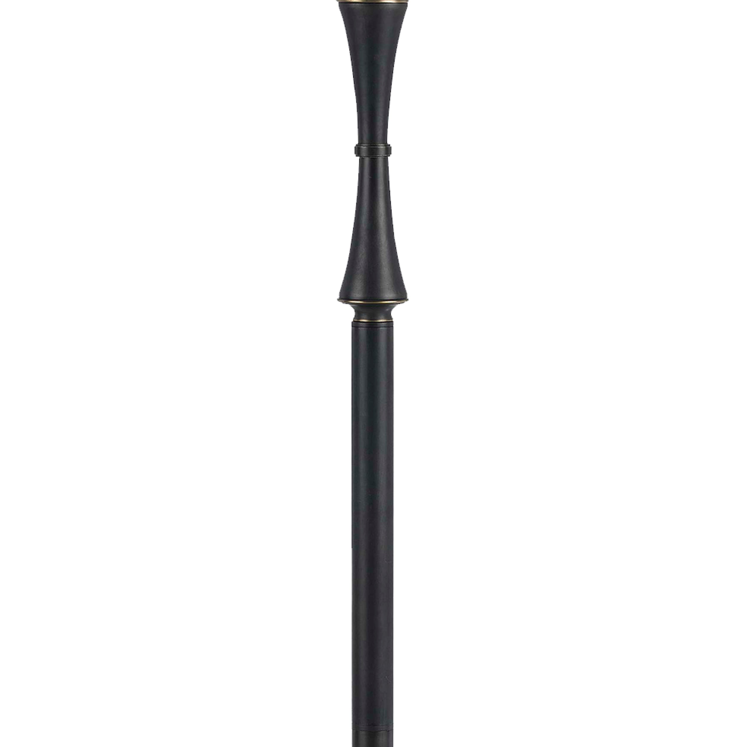 Metal Body Floor Lamp With Fabric Tapered Bell Shade Black And Beige-zoom-3