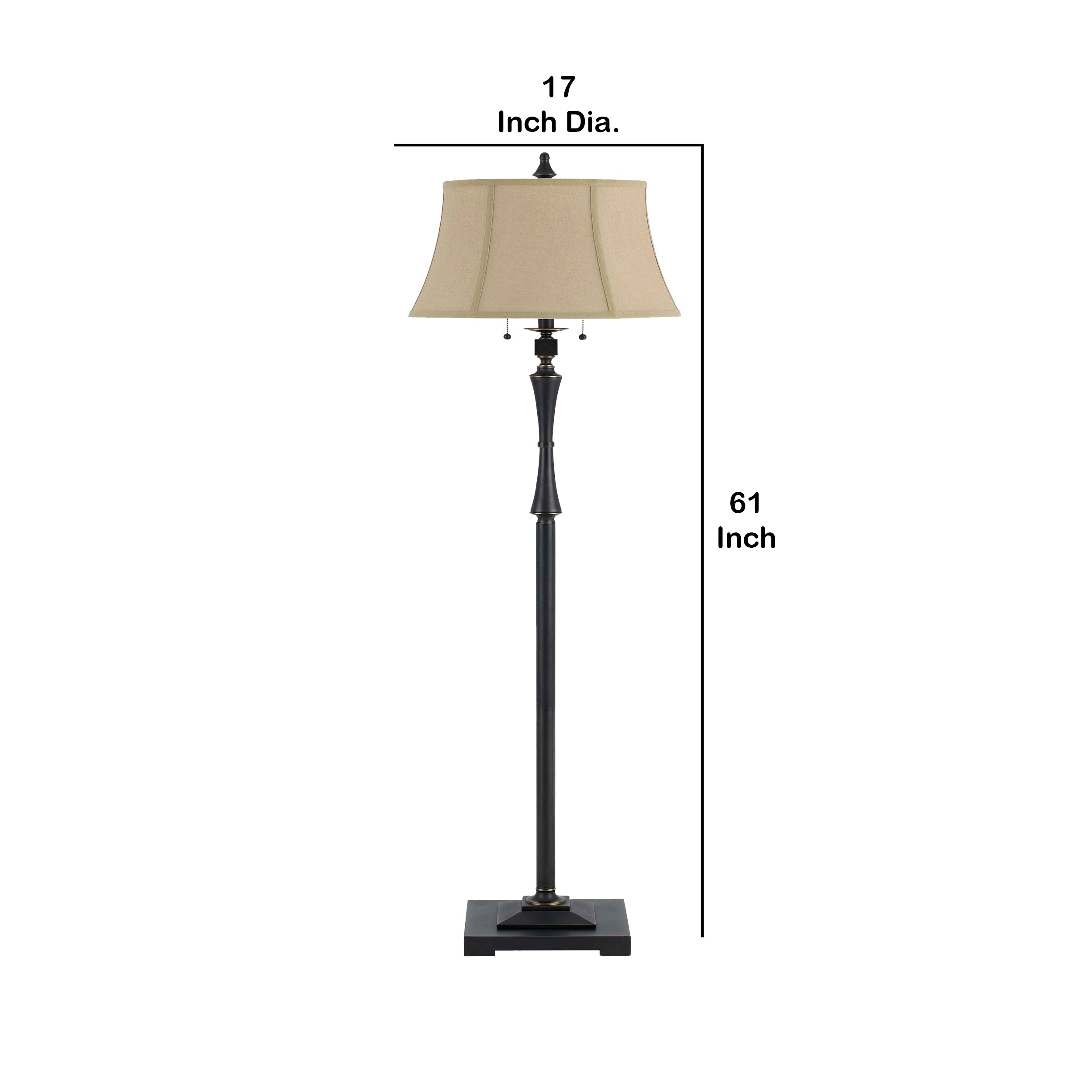 Metal Body Floor Lamp With Fabric Tapered Bell Shade Black And Beige-zoom-5