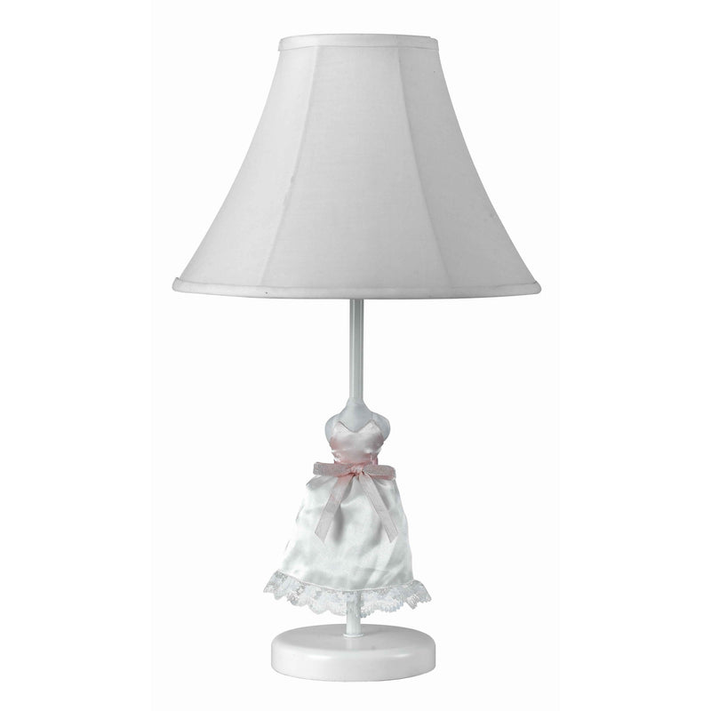 60 Watt Doll Skirt Design Resin Table Lamp with Fabric Shade White-zoom-