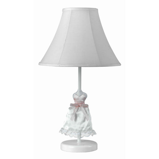 60 Watt Doll Skirt Design Resin Table Lamp with Fabric Shade White