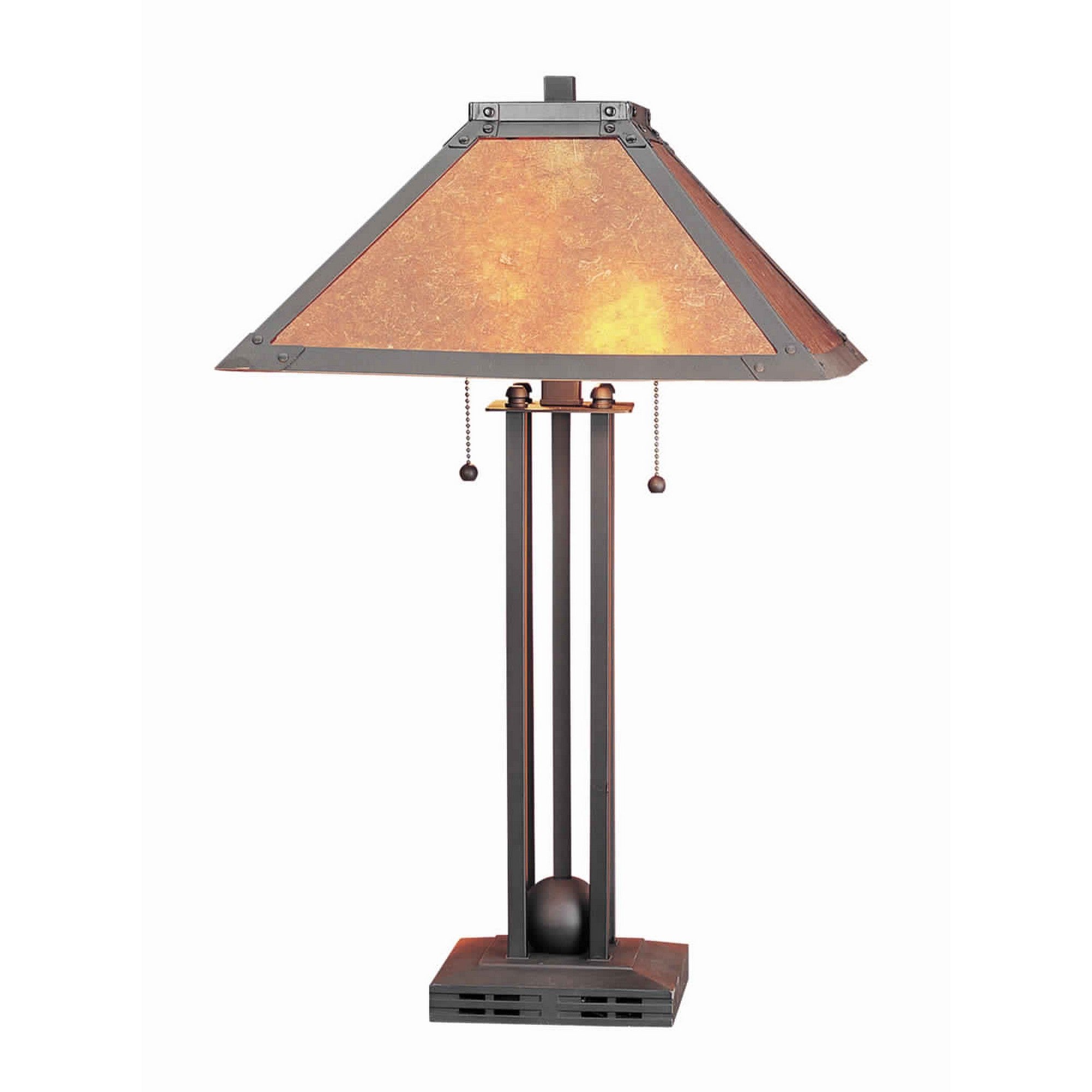 25 Inch Modern Ball Inlay Metal Body Table Lamp Mica Shade Bronze-zoom-1