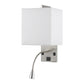 Metal Wall Lamp With Rectangular Shade And Gooseneck Reading Light Silver