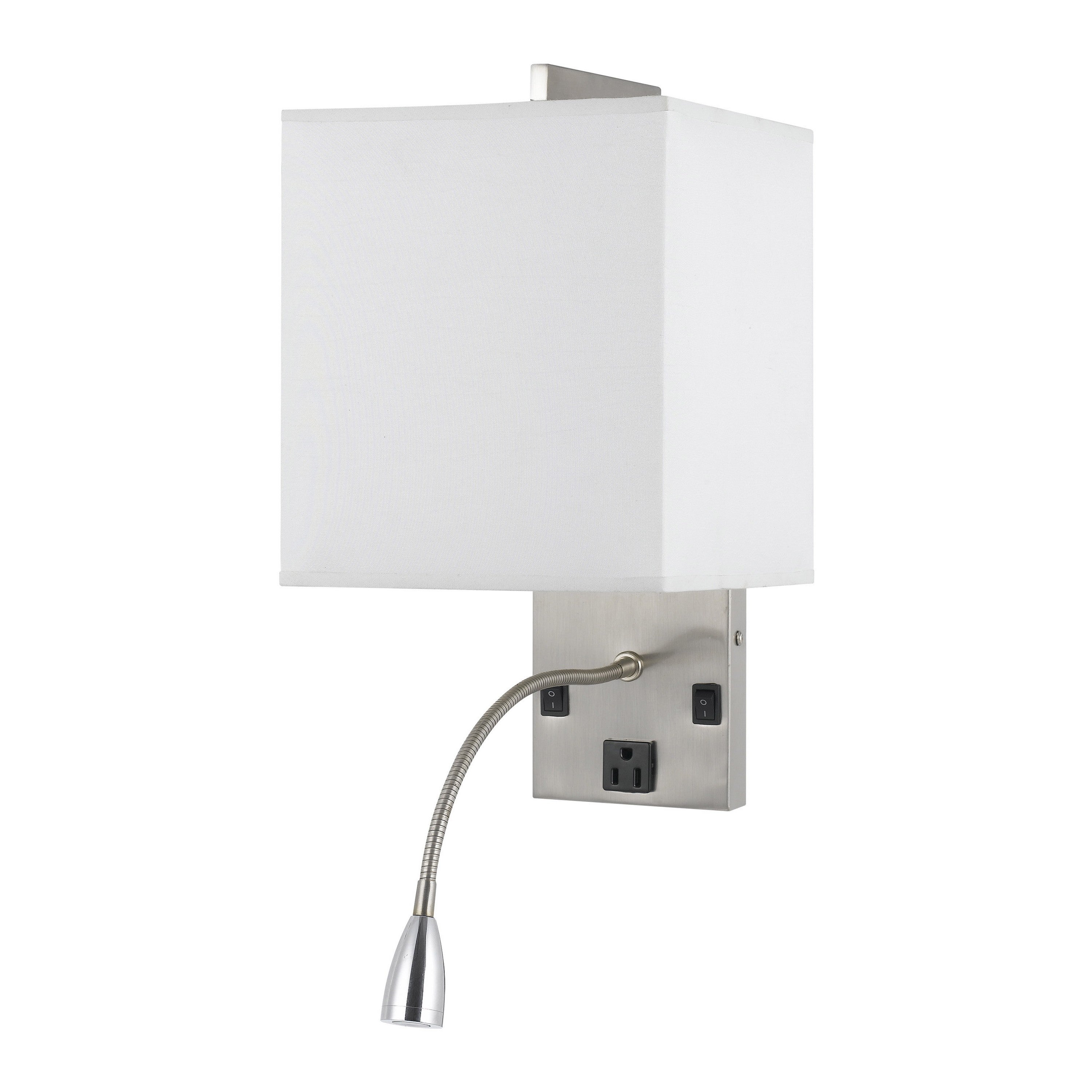 Metal Wall Lamp With Rectangular Shade And Gooseneck Reading Light Silver-zoom-1