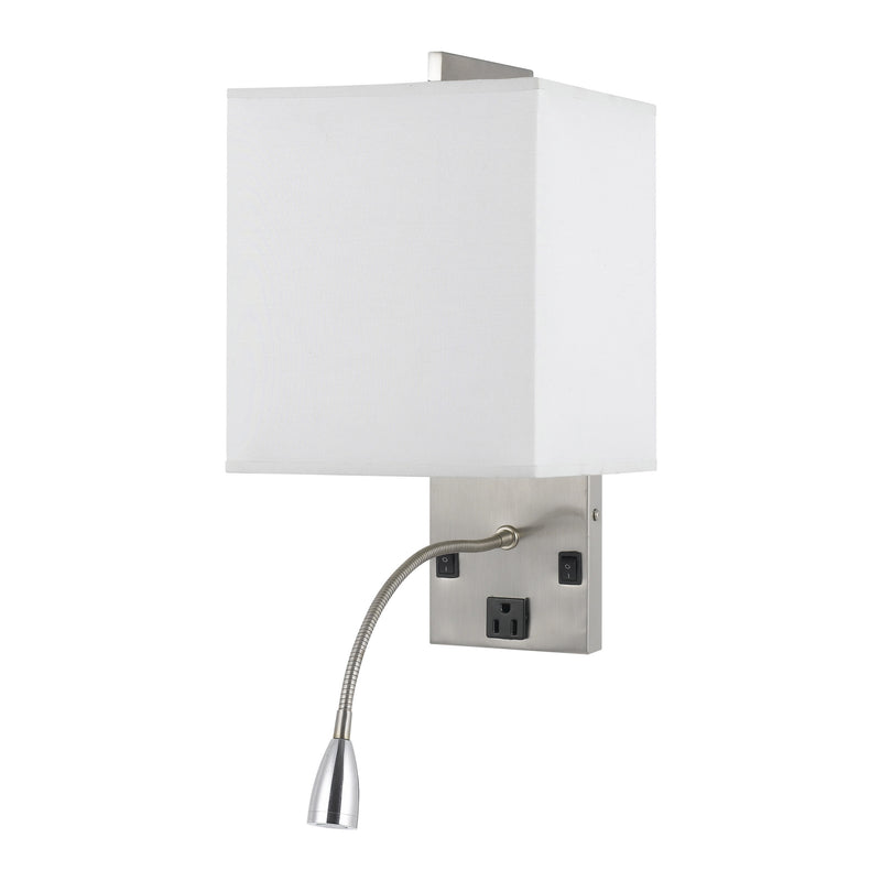 Metal Wall Lamp With Rectangular Shade And Gooseneck Reading Light Silver-zoom-