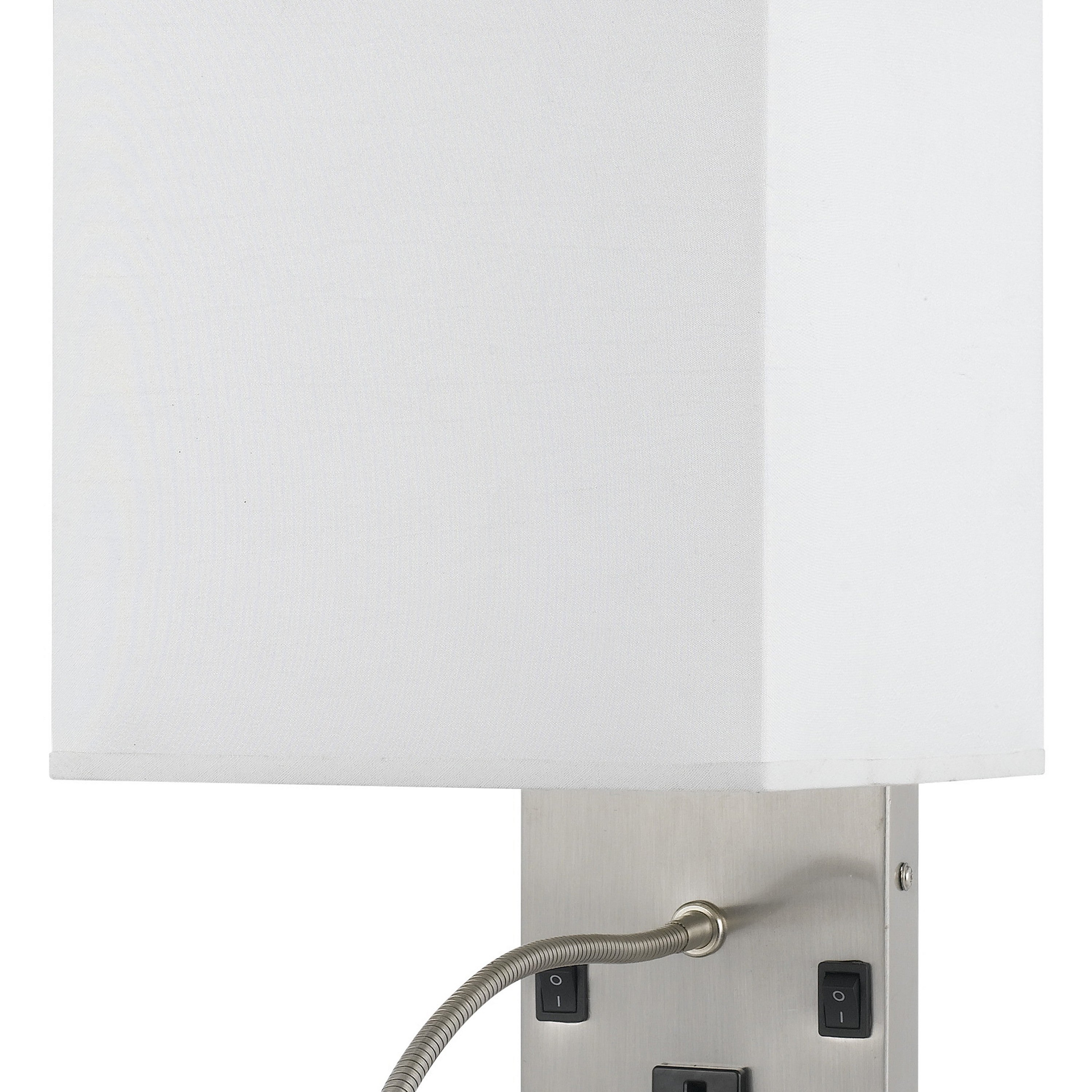 Metal Wall Lamp With Rectangular Shade And Gooseneck Reading Light Silver-zoom-3