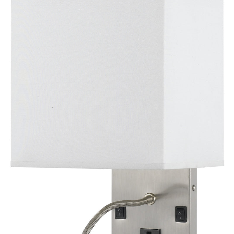 Metal Wall Lamp With Rectangular Shade And Gooseneck Reading Light Silver-zoom-