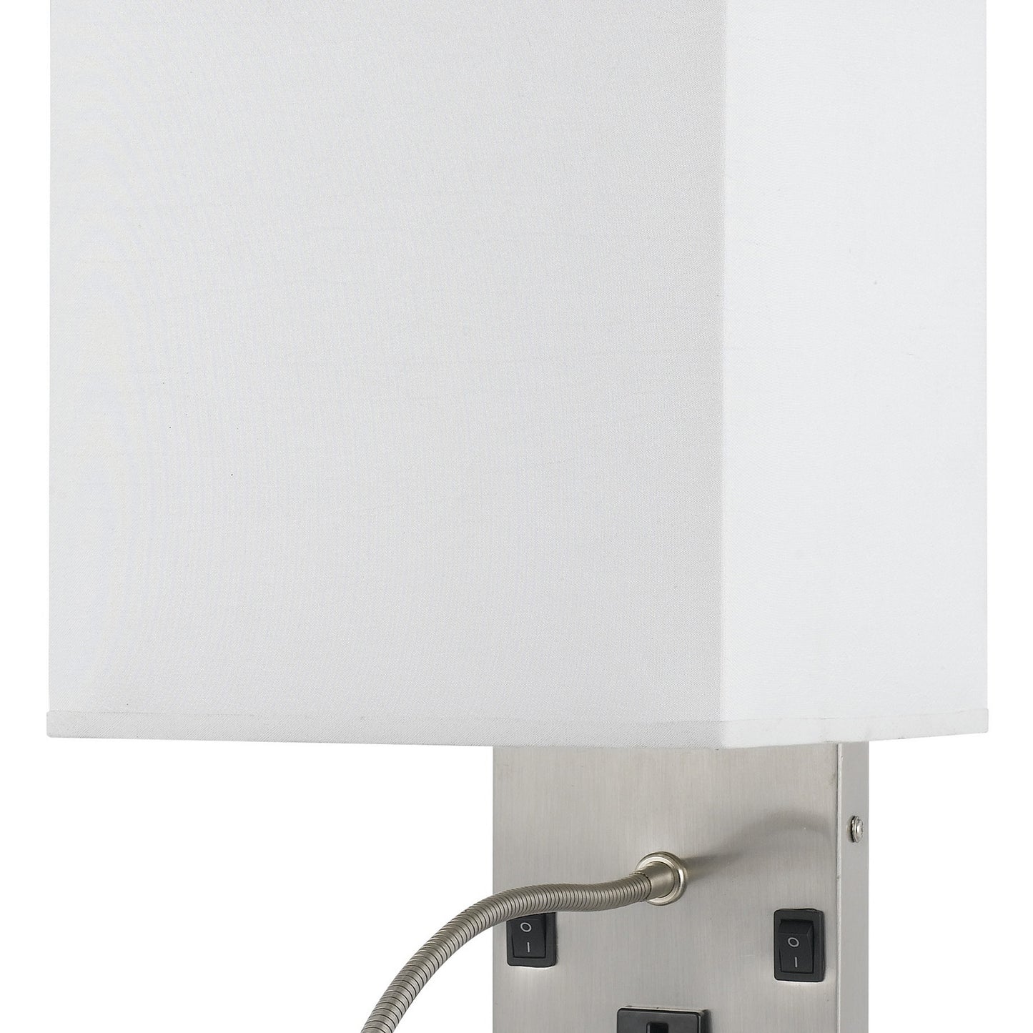 Metal Wall Lamp With Rectangular Shade And Gooseneck Reading Light Silver