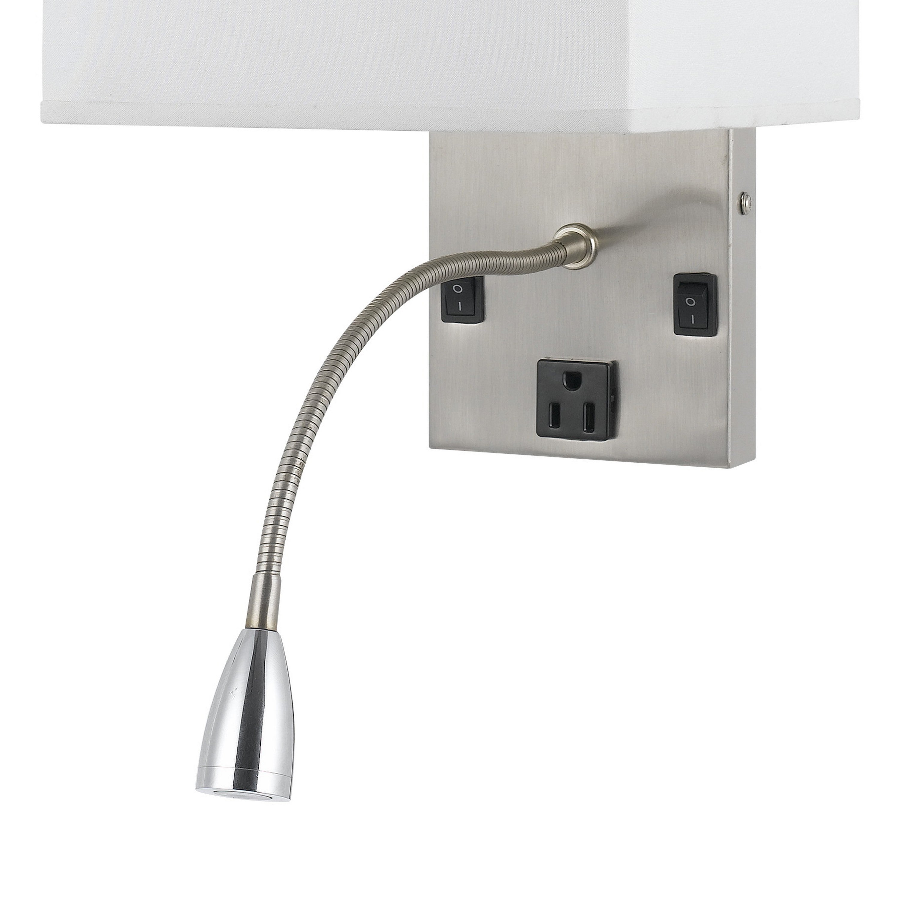 Metal Wall Lamp With Rectangular Shade And Gooseneck Reading Light Silver-zoom-4