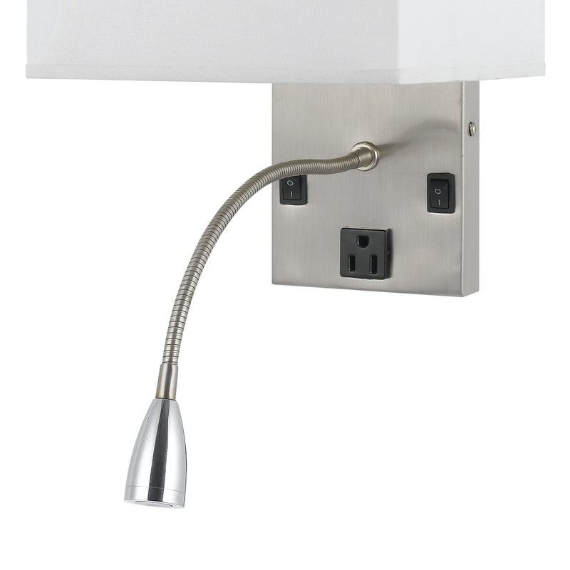 Metal Wall Lamp With Rectangular Shade And Gooseneck Reading Light Silver-zoom-