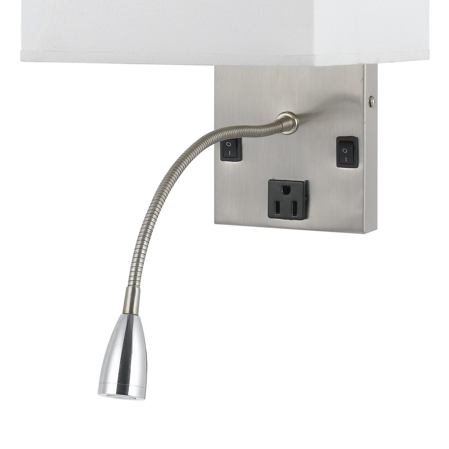 Metal Wall Lamp With Rectangular Shade And Gooseneck Reading Light Silver