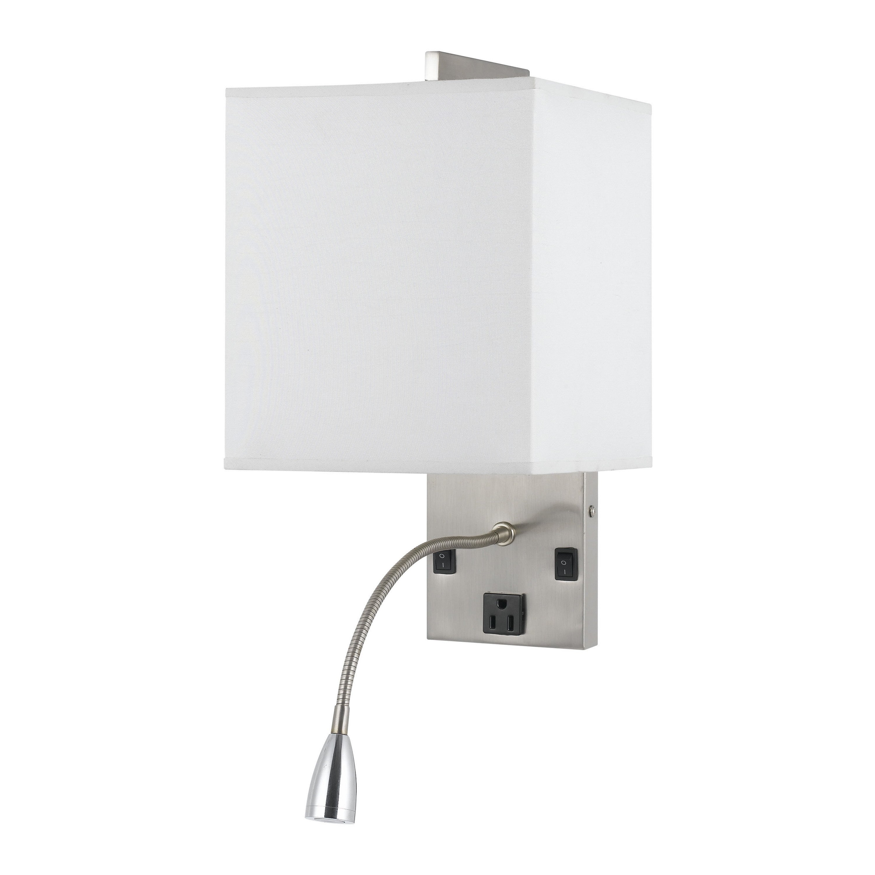 Metal Wall Lamp With Rectangular Shade And Gooseneck Reading Light Silver-zoom-5