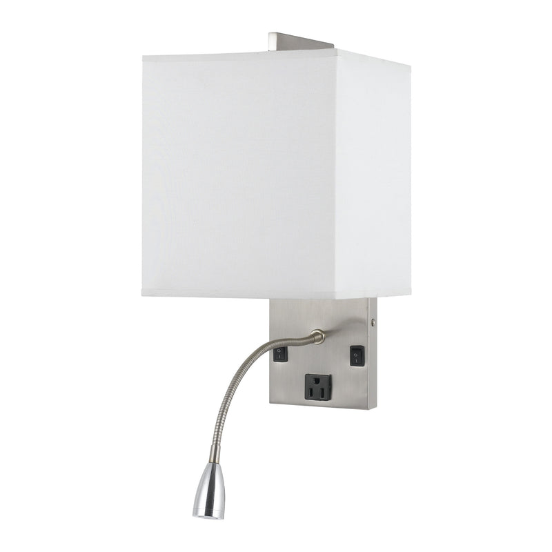 Metal Wall Lamp With Rectangular Shade And Gooseneck Reading Light Silver-zoom-