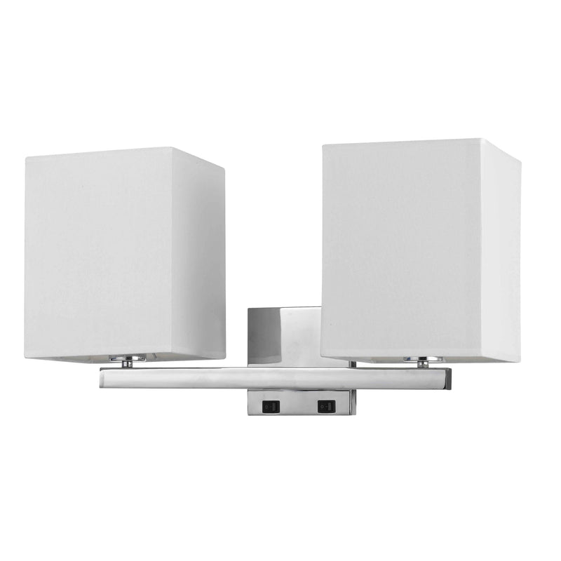 2 Square Wall Lamp With Conjoined Metal Tubular Support White And Chrome-zoom-