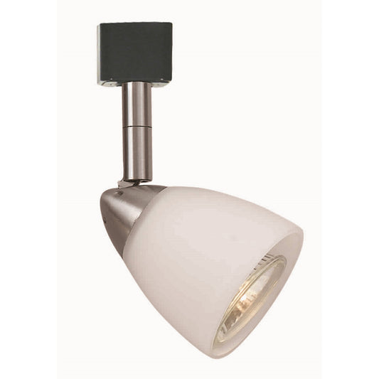 Metal Track Light with Interchangeable Round Glass Shade Silver and White