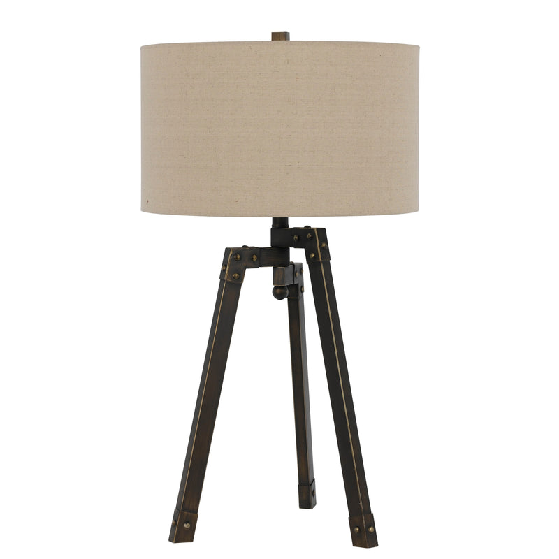 Metal Tripod Base Table Lamp with Fabric Drum Shade Bronze and Beige-zoom-