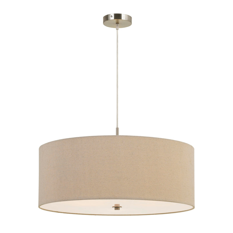 60w X 3 Drum Shade Pendant Fixture Beige And Silver-zoom-