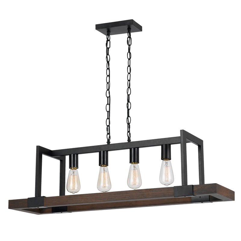60 X 4 Watt Wood And Metal Chandelier With 6 Foot Chain Brown And Black-zoom-