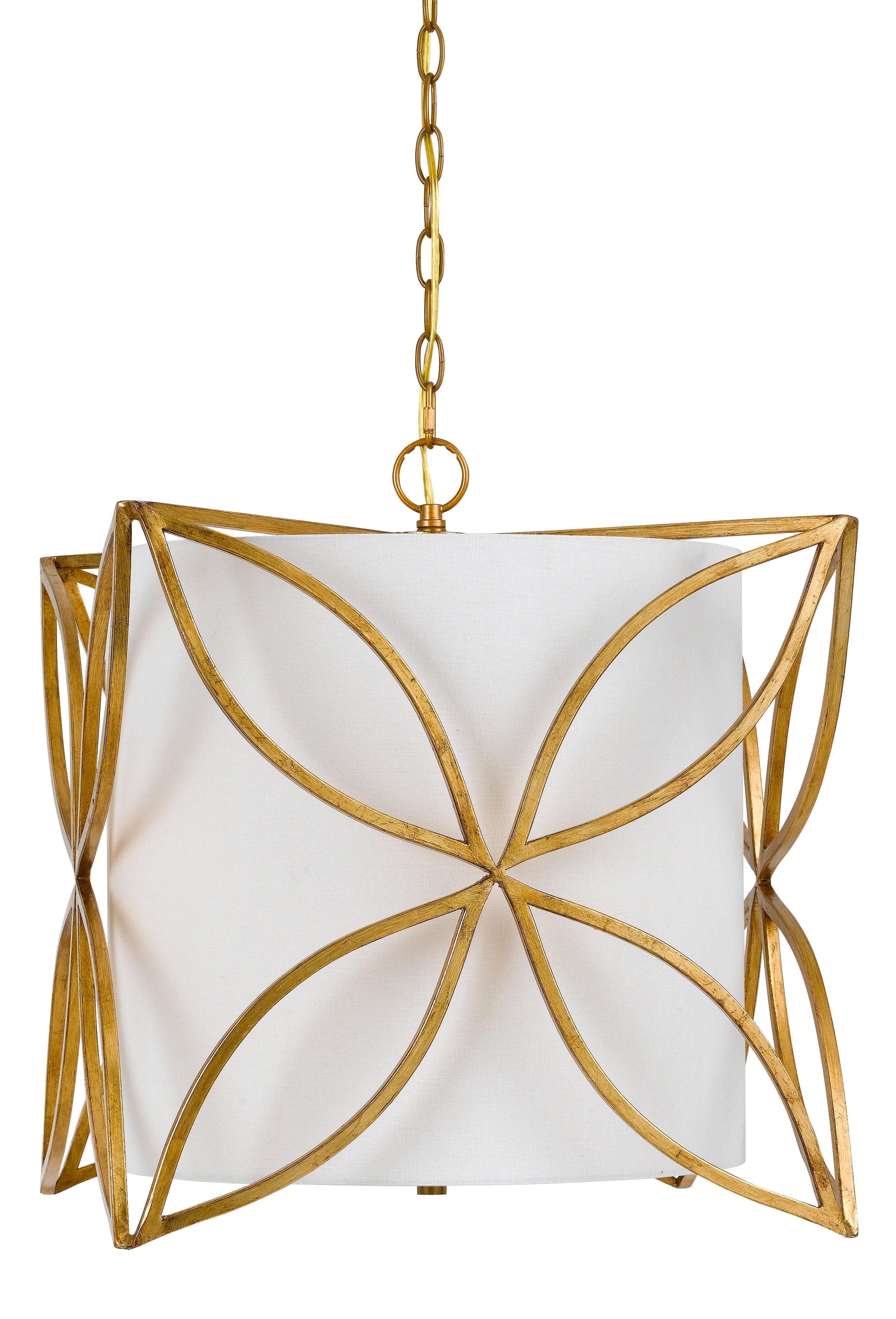 60 X 3 Watt Metal Chandelier With Floral Cut Out Gold And White-zoom-1