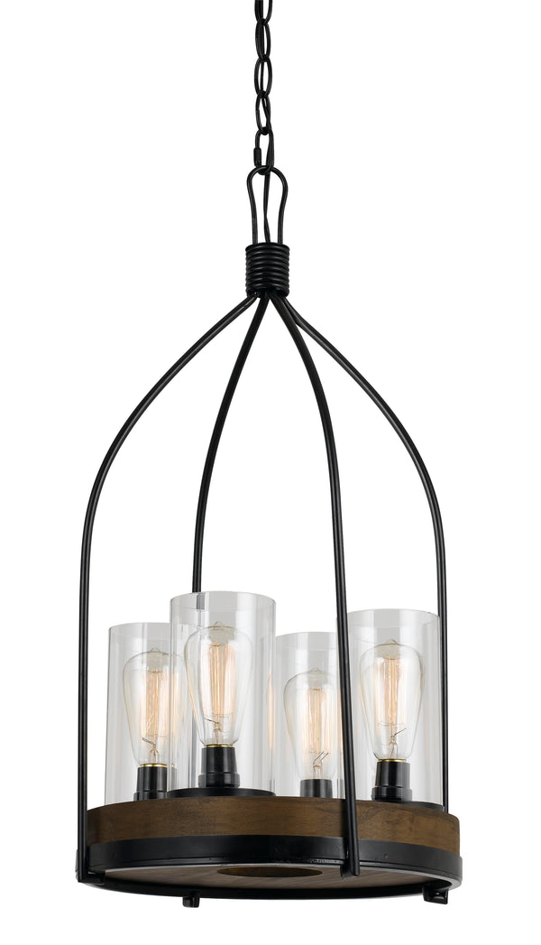 60 X 4 Watt Wood And Metal Chandelier With Glass Shades Brown And Black