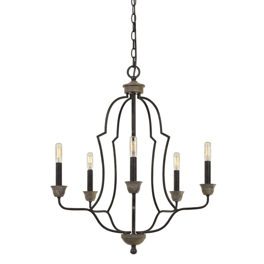 Sculpted Metal Frame Chandelier With Candelabra Base Sockets Black