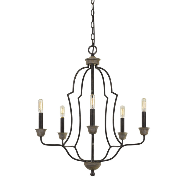 Sculpted Metal Frame Chandelier With Candelabra Base Sockets Black