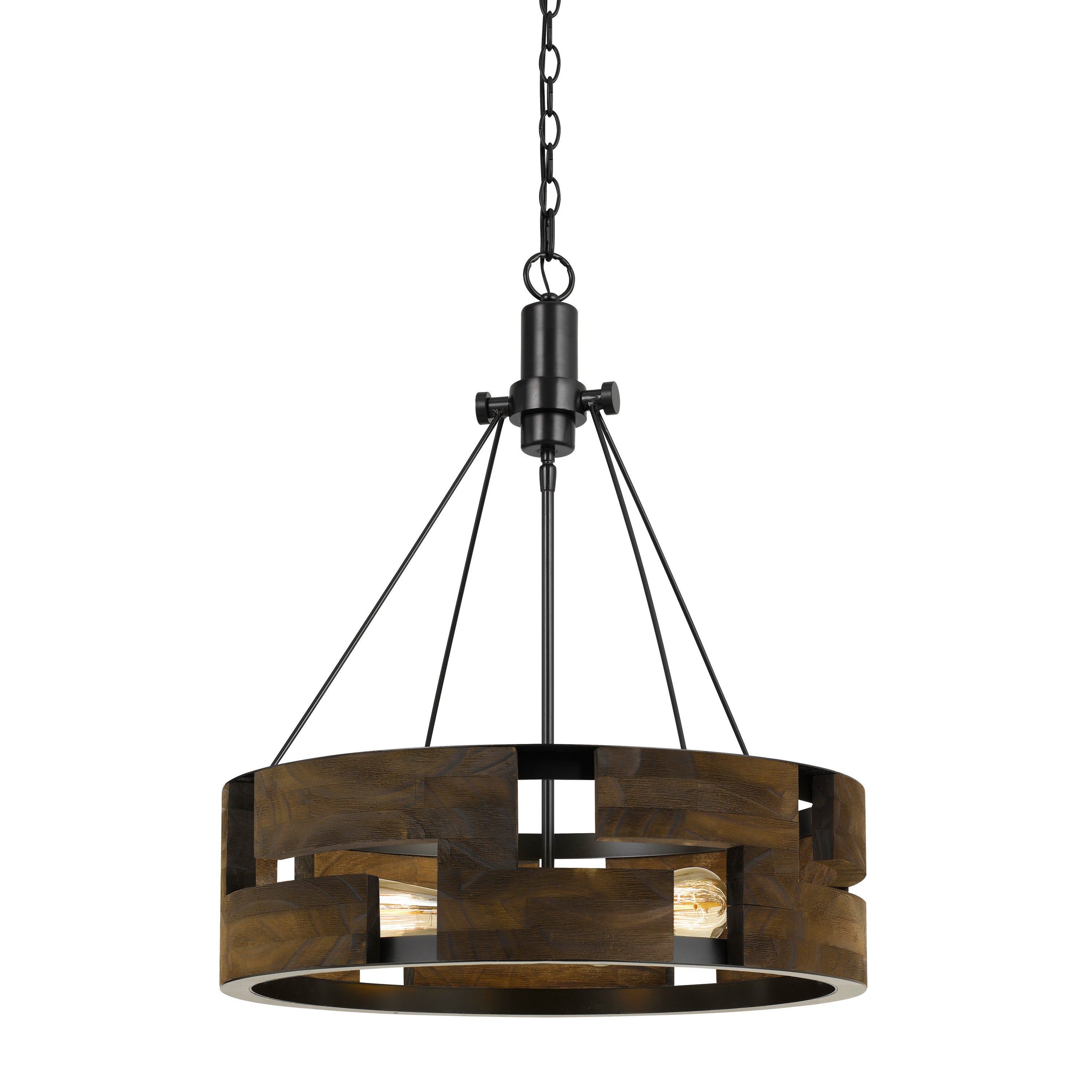 60 X 3 Watt Wood And Metal Frame Round Chandelier Brown And Black