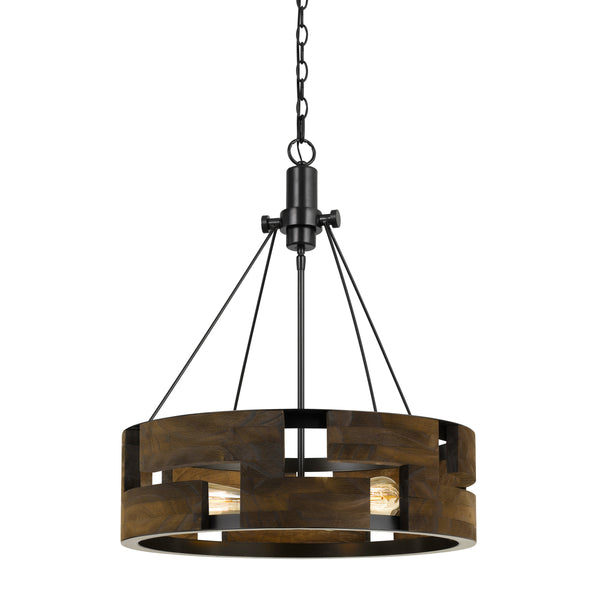 60 X 3 Watt Wood And Metal Frame Round Chandelier Brown And Black