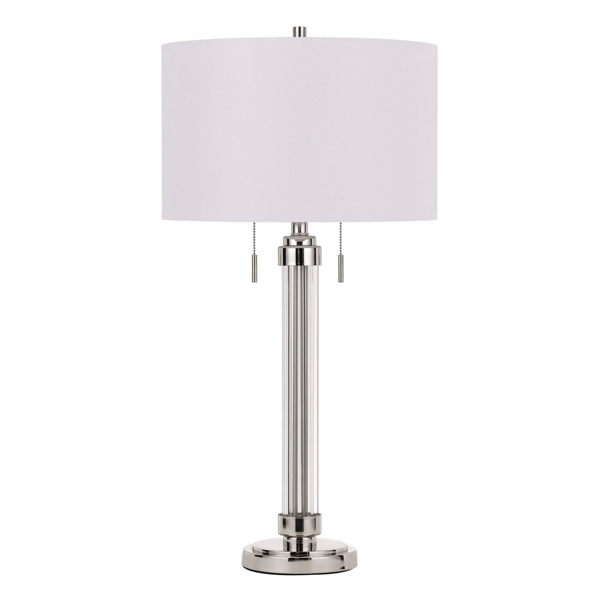 60 X 2 Watt Metal and Acrylic Table Lamp with Fabric Shade White and Silver-zoom-1