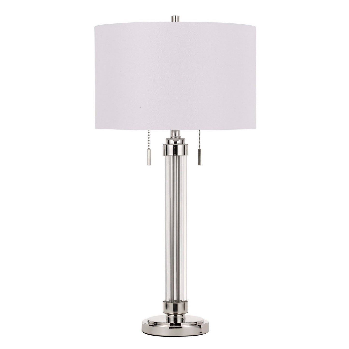 60 X 2 Watt Metal and Acrylic Table Lamp with Fabric Shade White and Silver