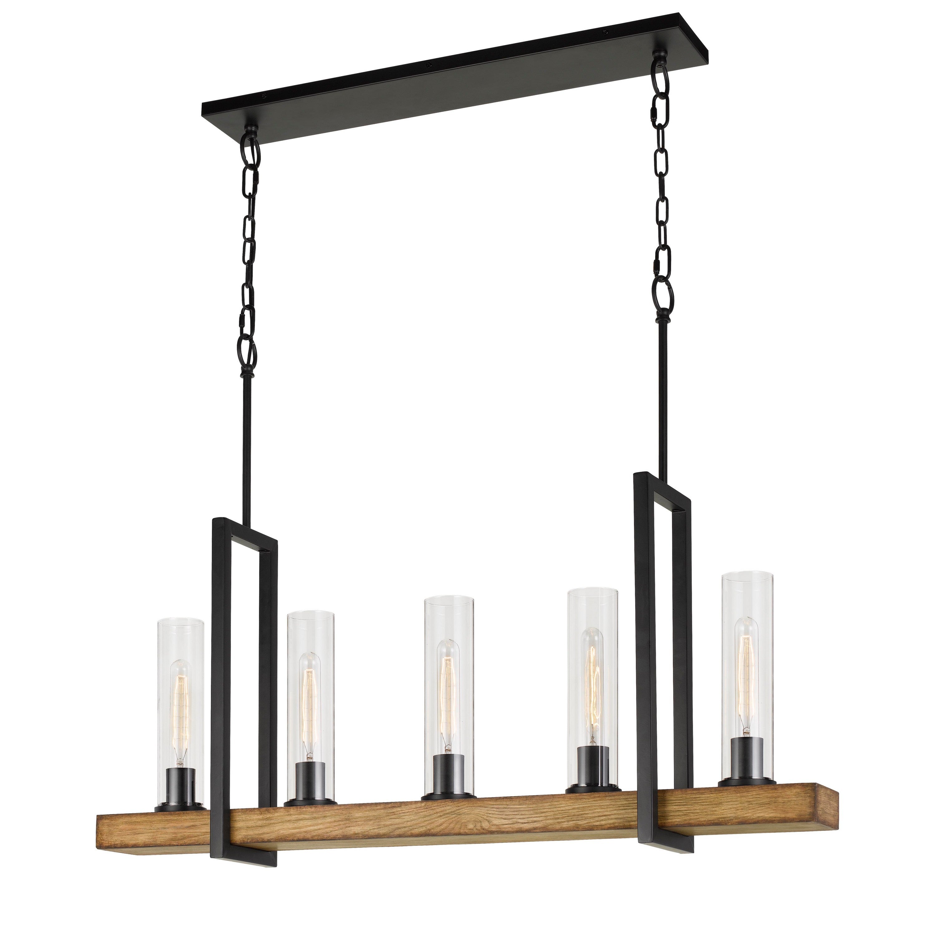 60 X 5 Watt Wood And Metal Frame Island Chandelier Brown And Black-zoom-1