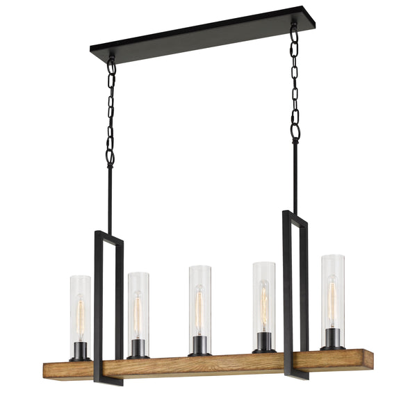 60 X 5 Watt Wood And Metal Frame Island Chandelier Brown And Black