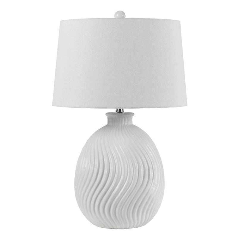 150 Watt Ceramic Frame Table Lamp with Drum Shade White-zoom-