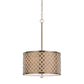 Drum Shade Pendant Lighting With Lattice Design Antique Brass