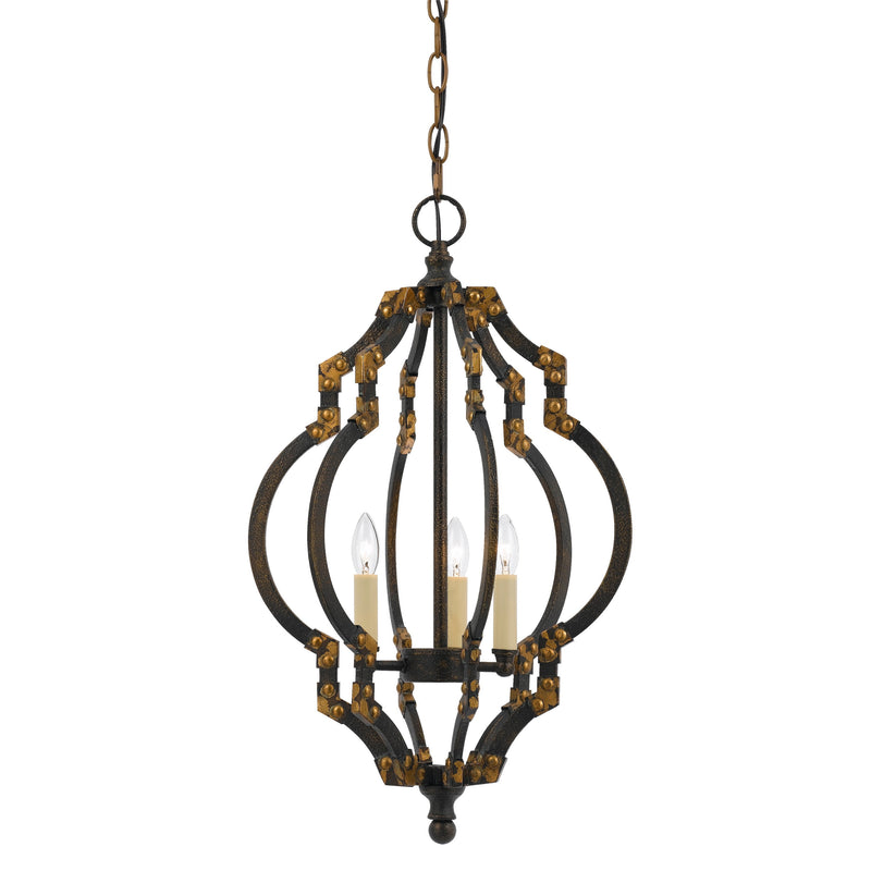 Quatrefoil Design Metal Frame Pendant Lighting With Rivet Accents Black-zoom-